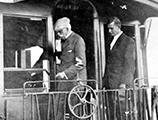Henry Flagler disembarking train at Key West