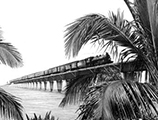 Florida East Coast Railway train traveling along Overseas Extension bridge