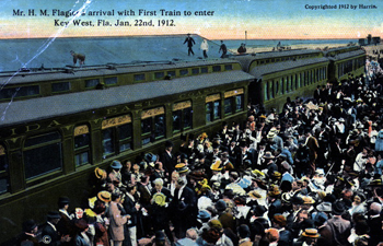 Henry Flagler's arrival with first train to enter Key West, Florida (1912)