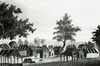 “An Indian town, residence of a chief,” (1835)
