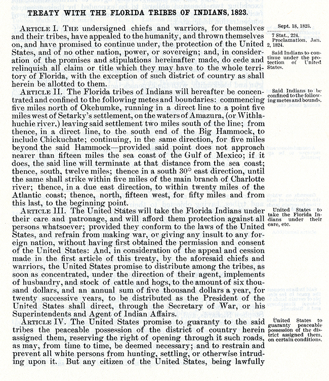 Treaty of Moultrie Creek, 1823 (page 1)