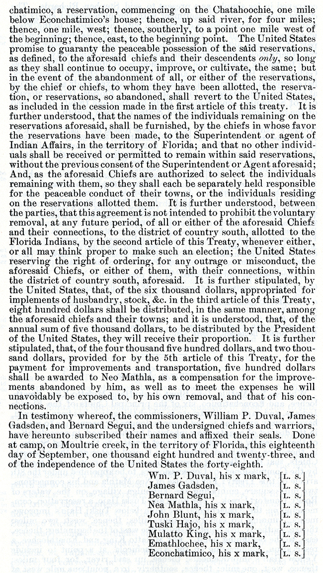 Treaty of Moultrie Creek, 1823 (page 1)