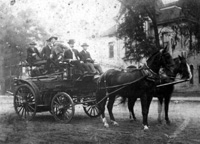 Firemen Aboard the First Hose Wagon in 1905 Then