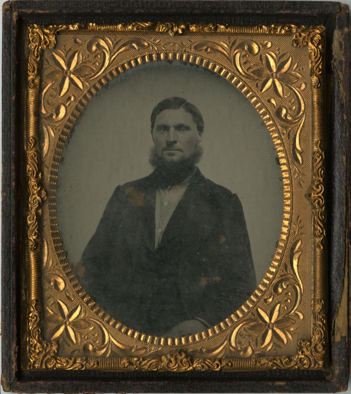Ambrotype portrait of a bearded man, ca. 1870