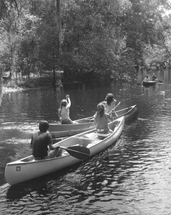 Youth canoeing near Salt Springs (circa 1970).