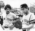 Florida Governor Bob Graham wearing a New York Yankees uniform