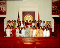 Portrait of Florida legislative senators' wives with senate president Lew Brantley.