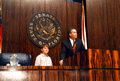 10-year-old Ryan Detert standing with Senate President Jeff Atwater.