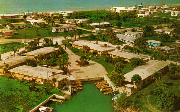 Bird's eye view overlooking Angler's Resort on Lemon Bay in Englewood, Florida.