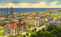 Air view of city hall, showing L. & N. docks, Pensacola, Fla.