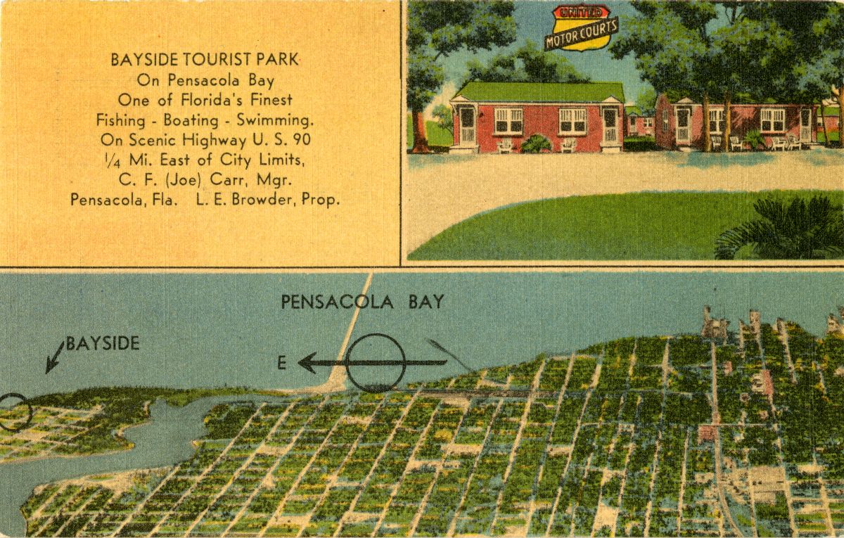 Bayside Tourist Park cabins and map.