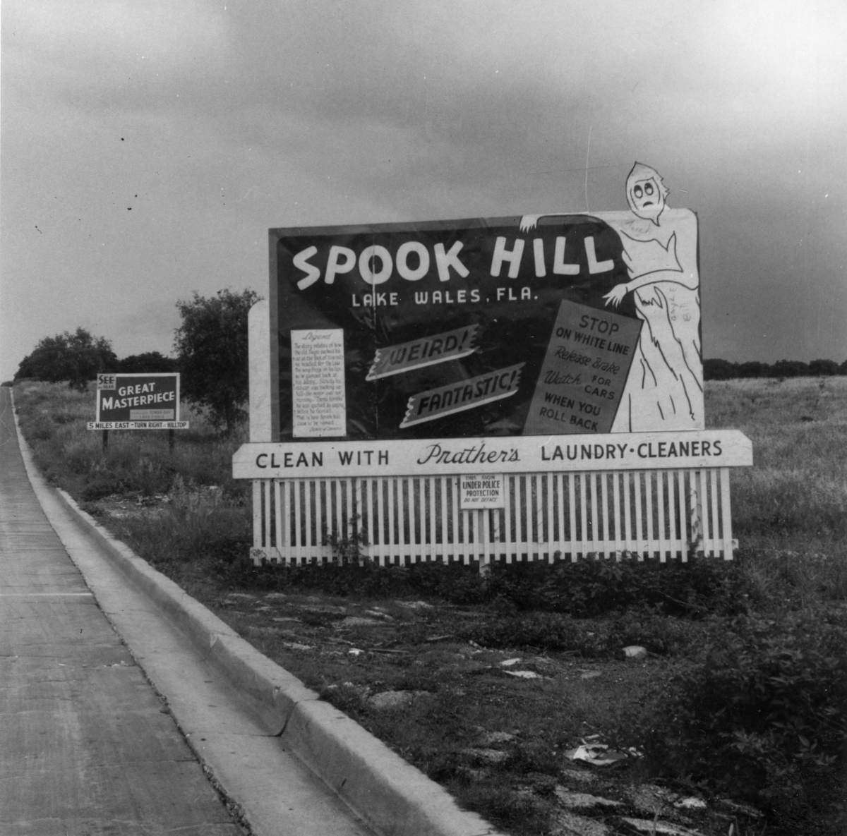 Sign advertising Spook Hill in Lake Wales (1953).