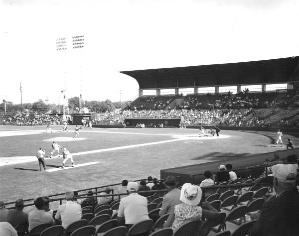 Cincinnati Reds exhibition game at Al Lopez Field in Tampa (ca. 1970).