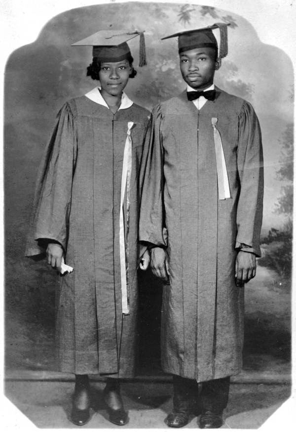 1935 Graduation portrait of Stanton students Pearlie Cobb Scarborough and Thomas Morris 