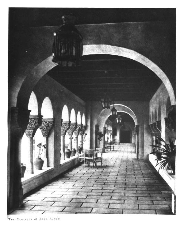 A cloistered passageway at the Cloister Inn in Boca Raton (ca. 1928).