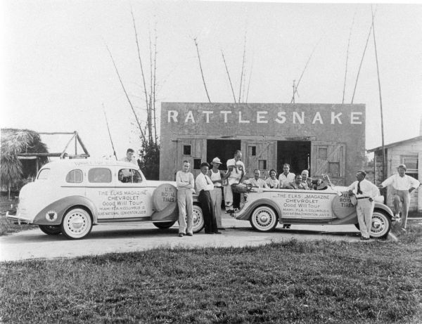 The original headquarters of the Floridian Products Corporation in Arcadia. Pictured out front are representatives of Elks Magazine, who were on their annual goodwill tour around the United States (circa 1933).