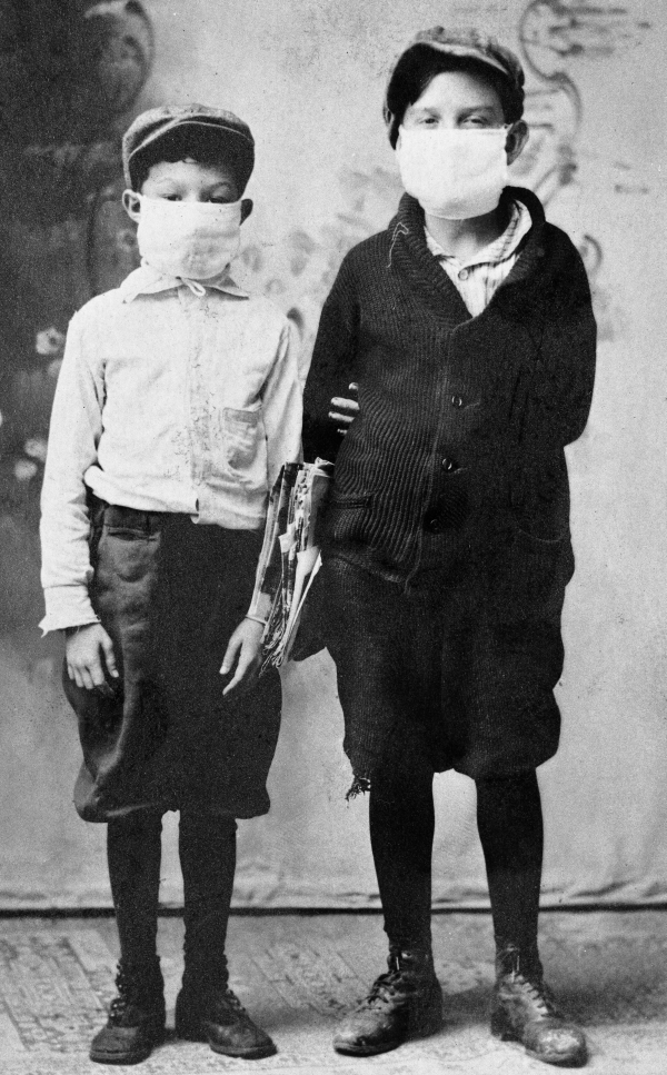 Children ready for school during the 1918 flu epidemic