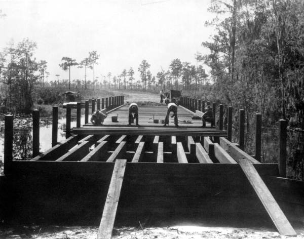 Bridge construction at Highlands Hammock State Park (1932)