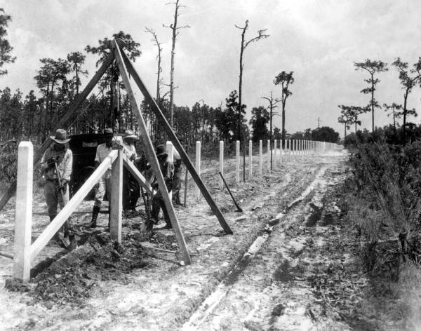 Fence construction at Highlands Hammock State Park (1931)