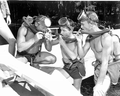 Actors learn scuba diving techniques.