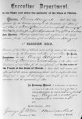 Ames Hargret's commission as county commissioner from Governor Harrison Reed