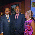 Actor Anthony Quinn, center, posing with unidentified people at a restaurant - Fort Lauderdale, Florida