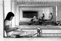 Bach Phuong Thi Pham, international student from Vietnam, reading outside at the Miami-Dade Community College south campus - Kendall, Florida