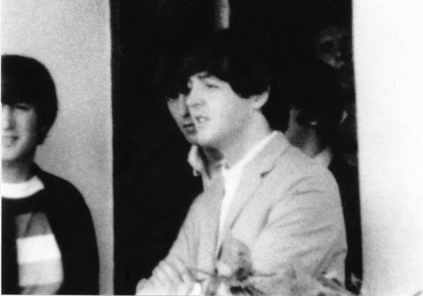 The Beatles in front of their bungalow at the Key Wester motel - Key West, Florida.