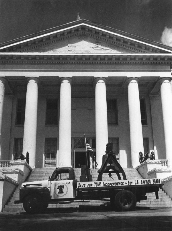 Replica of Liberty Bell displayed during Savings Bond drive in June 1950.