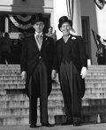 Acting Governor Charley E. Johns and Governor-elect LeRoy Collins on capitol steps during inauguration.