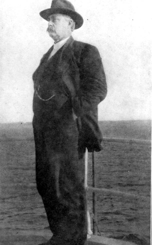 Napoleon Bonaparte Broward aboard his tugboat, <em>The Three Friends</em> (ca. 1905).