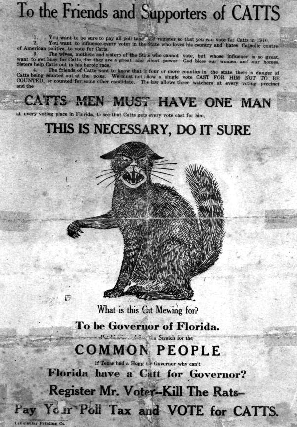 A campaign poster for Sidney J. Catts (1915).