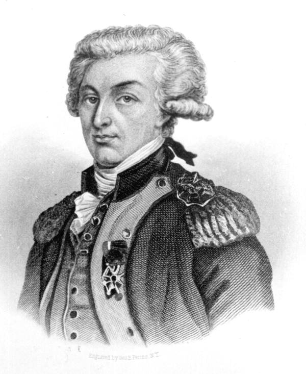 Engraving of Gilbert du Motier, Marquis de Lafayette (circa 1770).