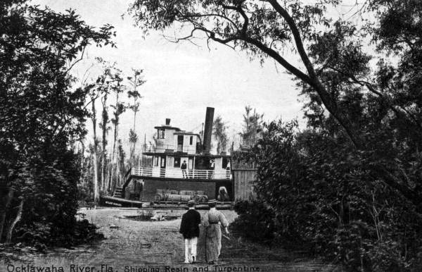 Steamboat "William Howard" loading cargos at a langing on the Ocklawaha River - Putnam County, Florida