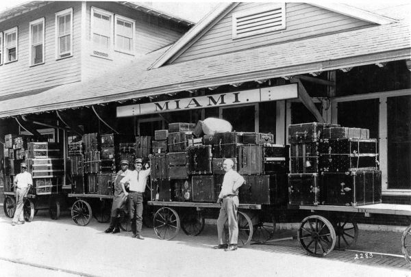Baggage at the Florida East Coast Railway depot - Miami, Florida.