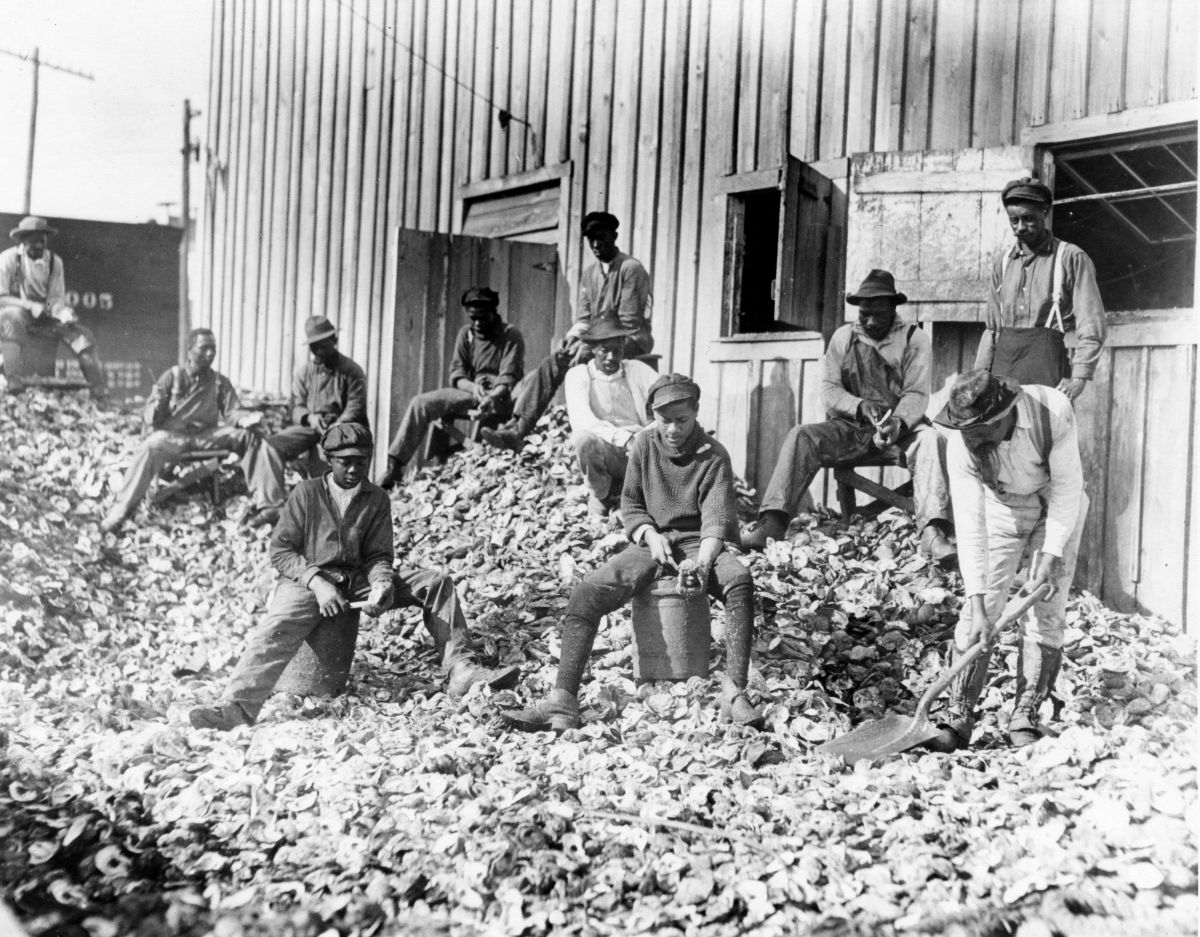 Black oyster shuckers-- Apalachicola, Florida.