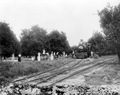 Atlantic Coast Line Railroad train at the "Y" waiting for passengers to pick fruit