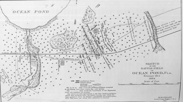 Sketched map of the battlefield of Ocean Pond - Olustee, Florida