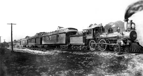Arrival of the first passenger train - Miami, Florida.