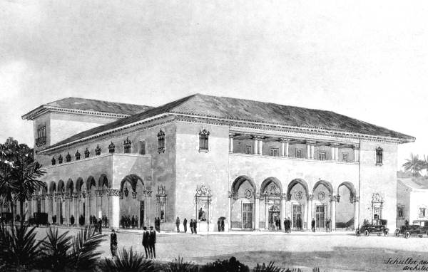 Architectural rendering of proposed railroad station - Coral Gables, Florida