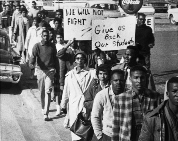 Florida A&M University students on a protest march - Tallahassee, Florida.