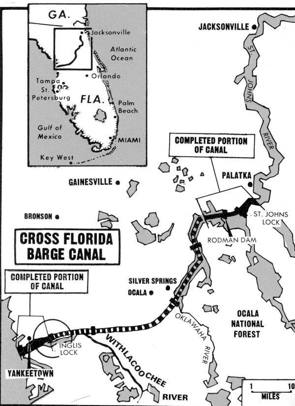 Construction map of the Cross Florida Barge Canal