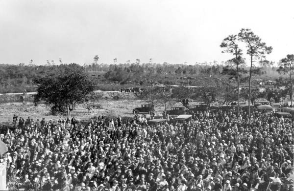 Crowd assembled for the laying of the cornerstone of the University of Miami's first building--the Merrick Building (1926).