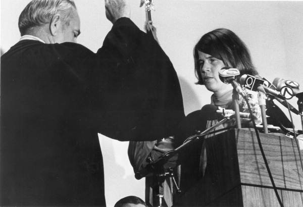 Janet Reno taking her oath as Florida's first female state attorney, 1978.