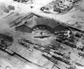 Aerial view of the Louisville and Nashville Railroad Company roundhouse - Pensacola, Florida.