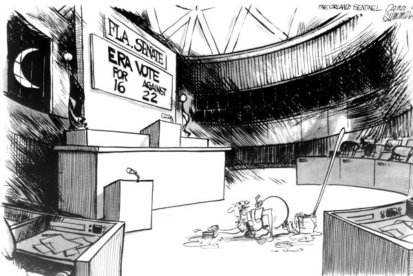 Political cartoon showing the final results of the Florida Senate vote on the ERA, 1982. Dana Summers, Orlando Sentinel.