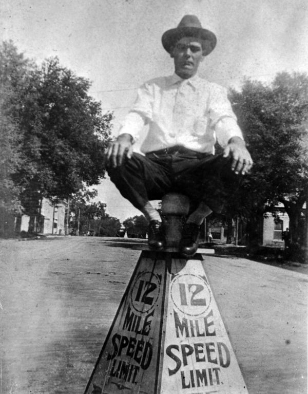 Apparently some speed limit signs even came with attendants, like this one located in Tallahassee (circa 1920).