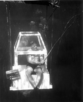 Newt Perry fishing from an underwater air trap - Wakulla Springs, Florida.