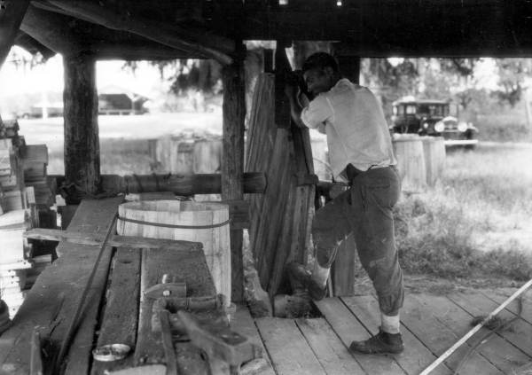 Barrel maker at a turpentine still