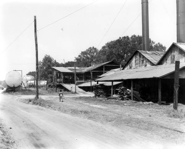 Exterior view of Boynton's still for naval stores, near Tallahassee